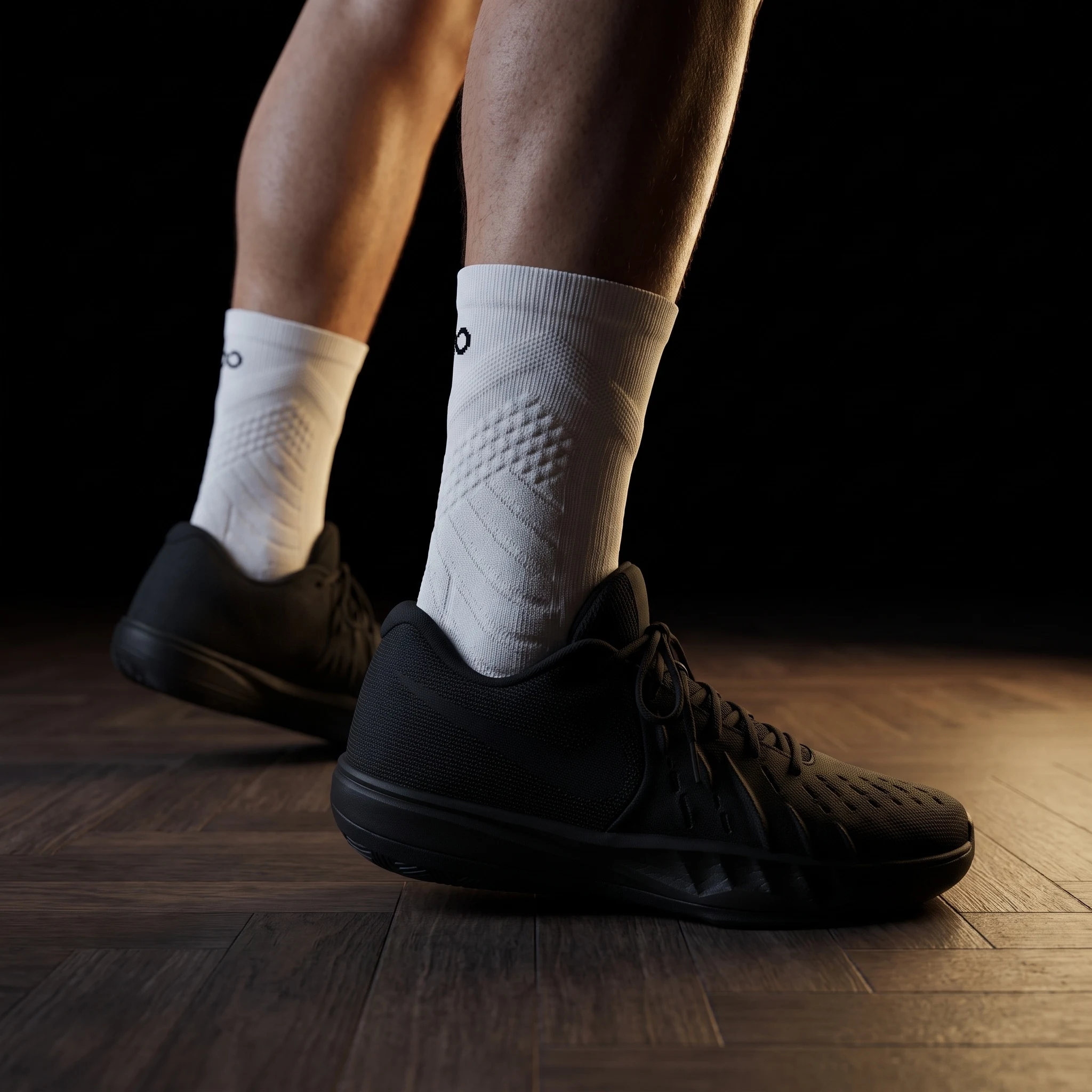 Infinity performance socks on court — your team crest knits onto the lateral ankle